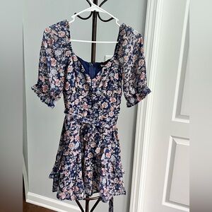 Trixxi Floral Navy and Pink Mini Dress